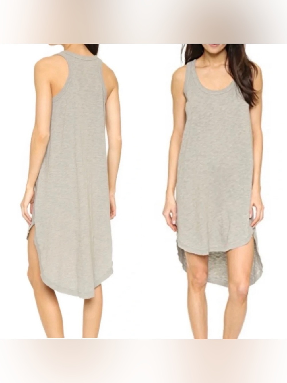 Wilt Slub Knit Shirttail Tank Dress in Taupe |Women’s Size Medium